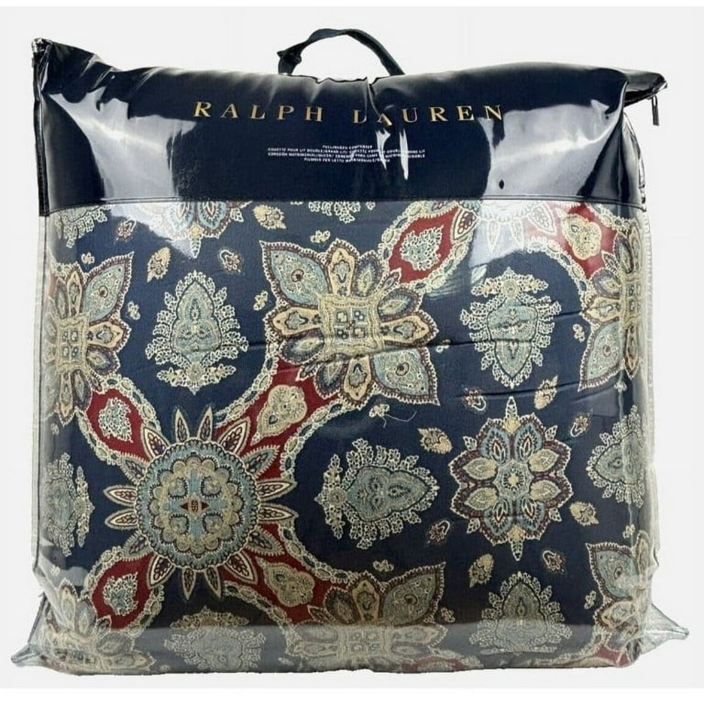 Ralph Lauren Archer Foulard Full / Queen Comforter Navy MU Msrp $475 - Picture 2 of 8